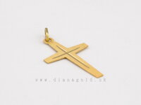 Plochý gravírovaný krížik zo žltého zlata