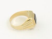 Pánsky pečatný zlatý prsteň s čiernym ónyxom zo žltého zlata