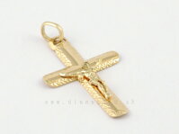 Klasický krížik zo žltého zlata s Ježišom a krásnym ozdobným gravírom