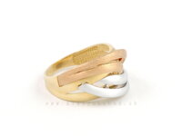 Zlatý trojfarebný prsteň s kombinovaným povrchom