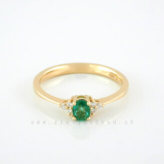 Zlatý prsteň so smaragdom a briliantmi 50-00000-1650F