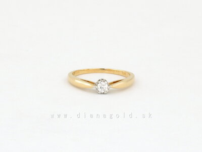 Zlatý prsteň s briliantom 50-01087-1252F