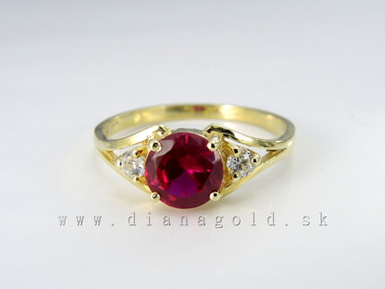 Zlatý prsteň s rubínom a s briliantmi  21503239