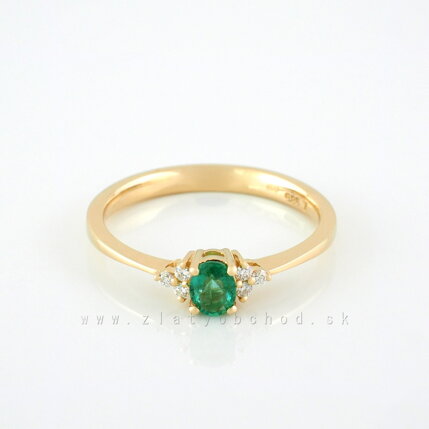 Zlatý prsteň so smaragdom a briliantmi 50-00000-1650F