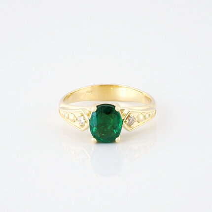 Zlatý prsteň so zeleným granátom a briliantmi 22203682