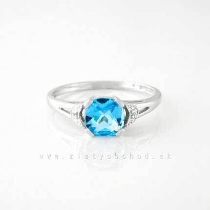 Zlatý prsteň s modrým topasom a briliantmi 22203641